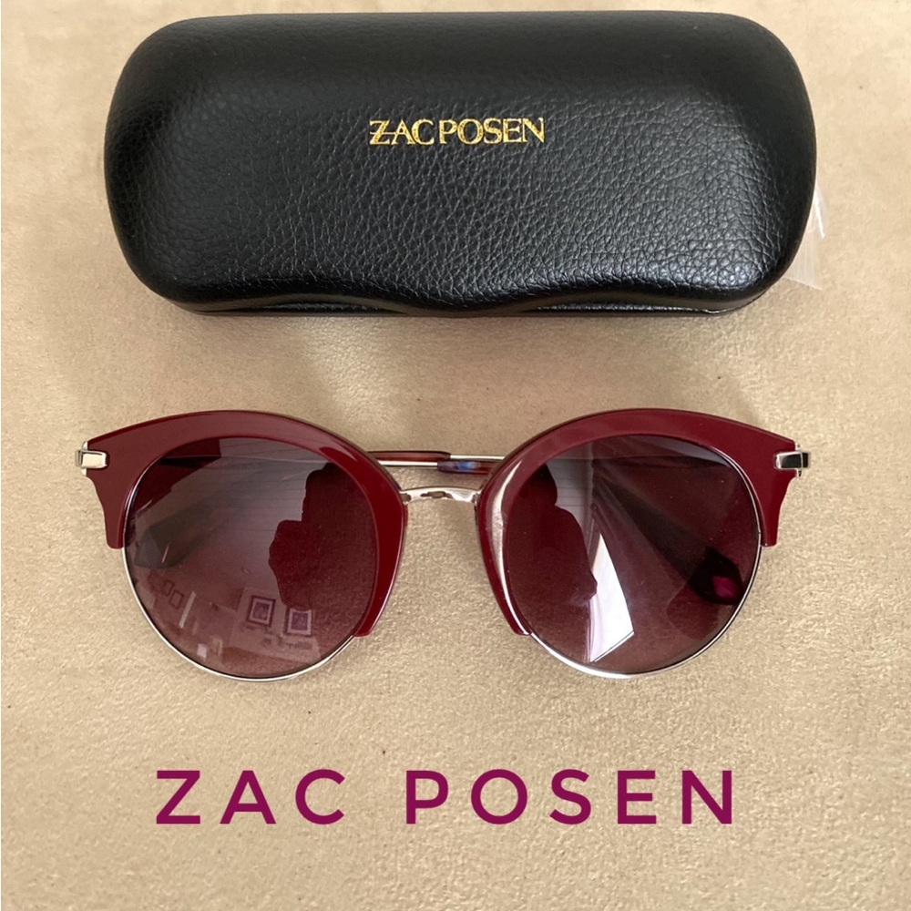 ZAC POSEN Cat Eye, Single Rim Sunglasses in Burgandy, NWT - Picture 1 of 7
